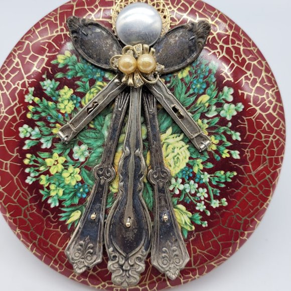 Vintage Handmade Silverware Jewelry Angel Wall Decor OOAK Fairy Gift Cottagecore - Picture 4 of 7